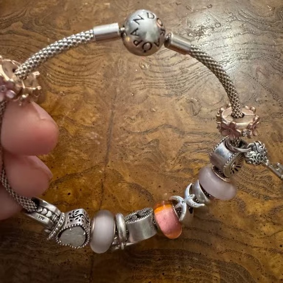 Pandora Silver and Pink Charm Bracelet - Picture 3 of 10